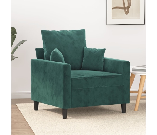 Sillón de terciopelo verde oscuro 60 cm