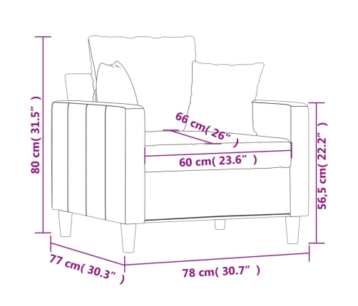 vidaXL Sillón de terciopelo negro 60 cm