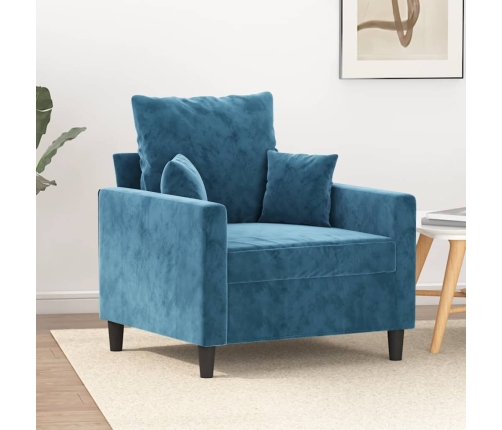 Sillón de terciopelo azul 60 cm