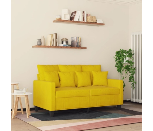 Sofá de 2 plazas terciopelo amarillo 120 cm