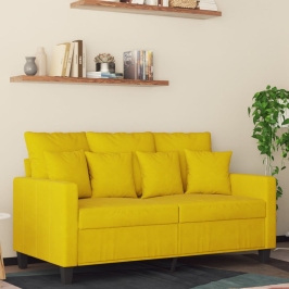 Sofá de 2 plazas terciopelo amarillo 120 cm