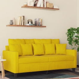 Sofá de 2 plazas terciopelo amarillo 140 cm