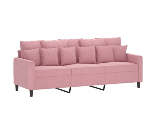 Sofá de 3 plazas terciopelo rosa 180 cm