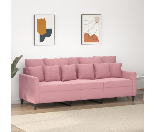 Sofá de 3 plazas terciopelo rosa 180 cm