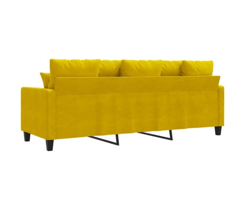 Sofá de 3 plazas terciopelo amarillo 180 cm