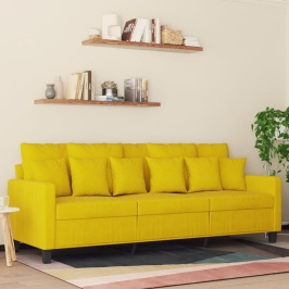 Sofá de 3 plazas terciopelo amarillo 180 cm