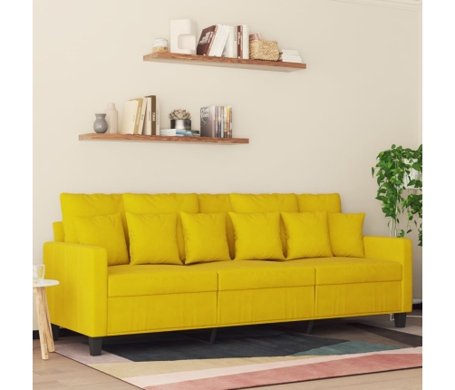 Sofá de 3 plazas terciopelo amarillo 180 cm