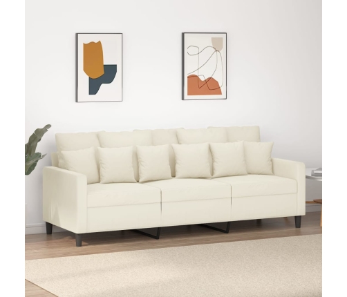 Sofá de 3 plazas terciopelo color crema 180 cm