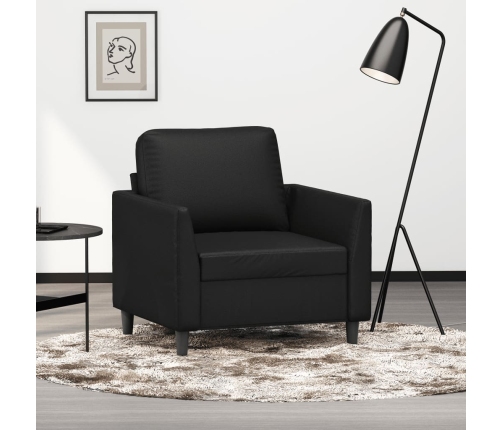 Sillón cuero sintético negro 60 cm