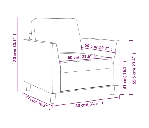 Sillón cuero sintético crema 60 cm