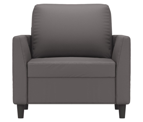 Sillón cuero sintético gris 60 cm