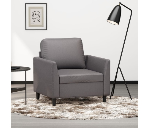 Sillón cuero sintético gris 60 cm