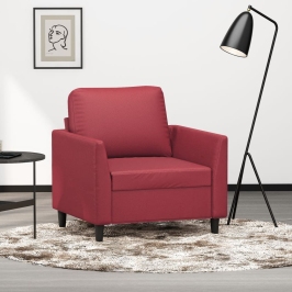 Sillón cuero sintético rojo tinto 60 cm