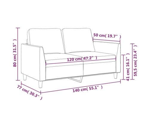 Sofá de 2 plazas de cuero sintético color crema 120 cm