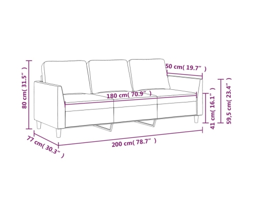 Sofá de 3 plazas de cuero sintético color crema 180 cm