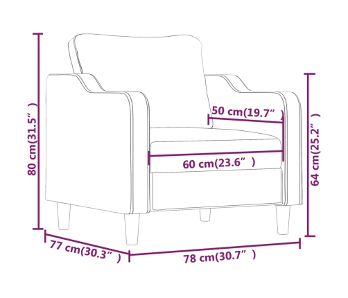 Sillón de tela marrón 60 cm