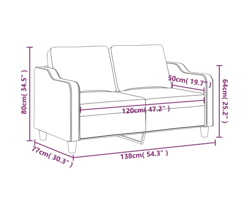 Sofá de 2 plazas de tela color crema 120 cm