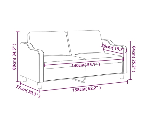 Sofá de 2 plazas de tela color crema 140 cm