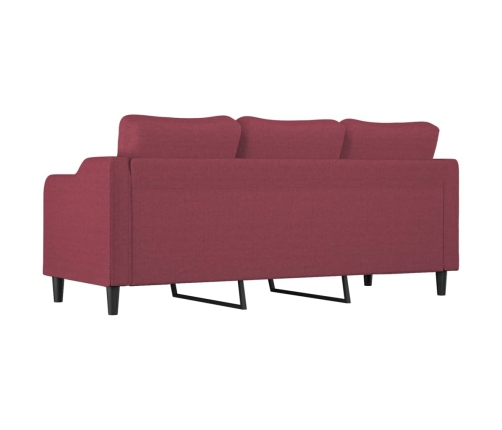 vidaXL Sofá de 3 plazas de tela rojo tinto 180 cm