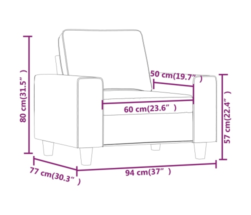 vidaXL Sillón de tela marrón 60 cm