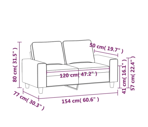 Sofá de 2 plazas de tela amarillo claro 120 cm