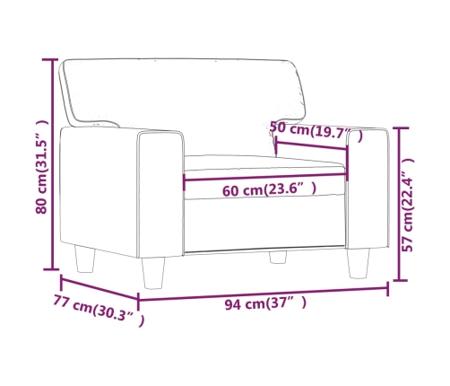 Sillón cuero sintético negro 60 cm