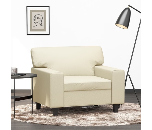 Sillón cuero sintético crema 60 cm