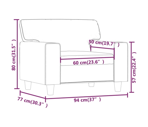 vidaXL Sillón cuero sintético gris 60 cm