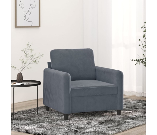 Sillón de terciopelo gris oscuro 60 cm