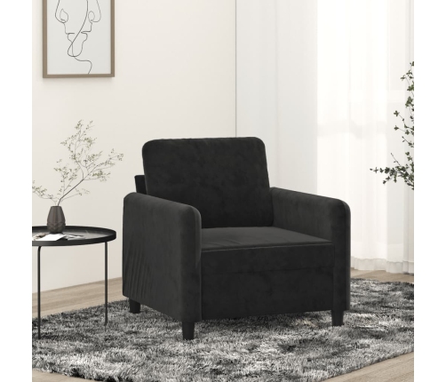 Sillón de terciopelo negro 60 cm