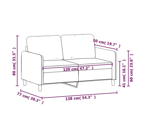 Sofá de 2 plazas terciopelo rosa 120 cm