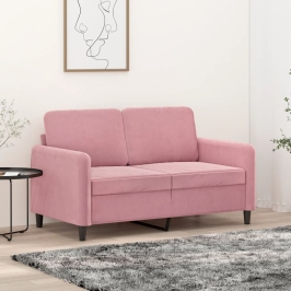 Sofá de 2 plazas terciopelo rosa 120 cm