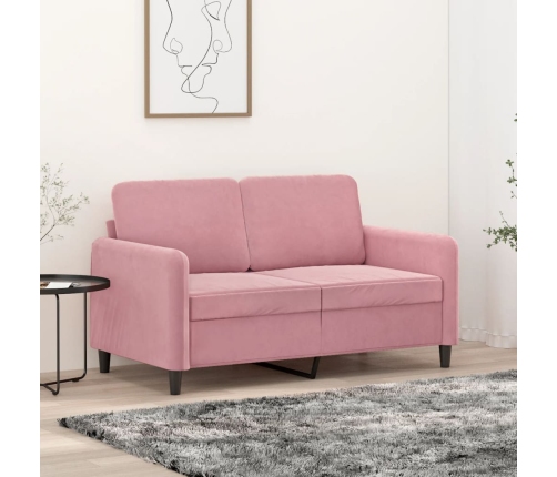 Sofá de 2 plazas terciopelo rosa 120 cm