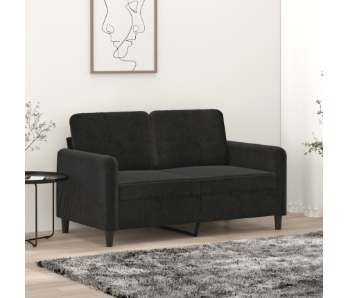 Sofá de 2 plazas terciopelo negro 120 cm