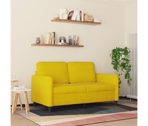 Sofá de 2 plazas terciopelo amarillo 120 cm