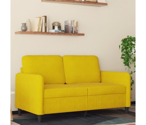 Sofá de 2 plazas terciopelo amarillo 120 cm