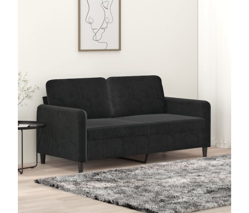 Sofá de 2 plazas terciopelo negro 140 cm