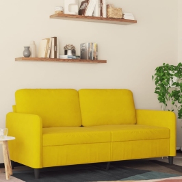 Sofá de 2 plazas terciopelo amarillo 140 cm