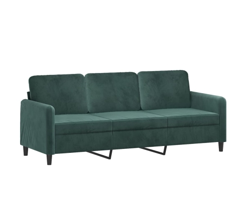 vidaXL Sofá de 3 plazas terciopelo verde oscuro 180 cm