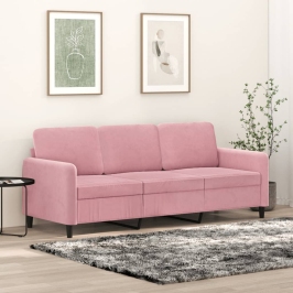 Sofá de 3 plazas terciopelo rosa 180 cm