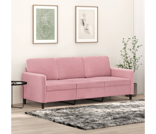 Sofá de 3 plazas terciopelo rosa 180 cm