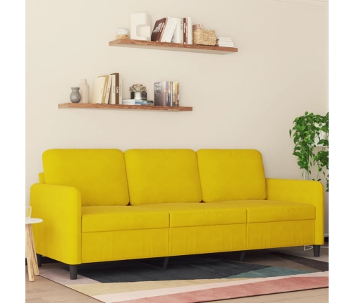 Sofá de 3 plazas terciopelo amarillo 180 cm