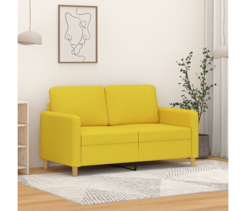 Sofá de 2 plazas de tela amarillo claro 120 cm