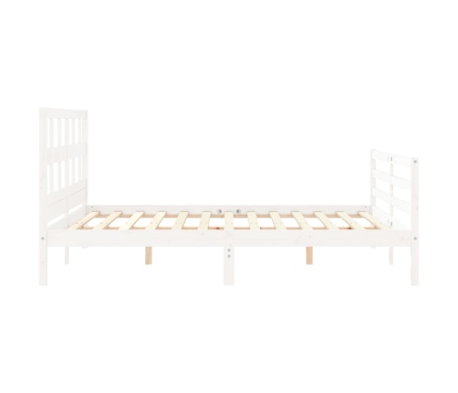 Estructura de cama con cabecero madera maciza blanco 160x200 cm