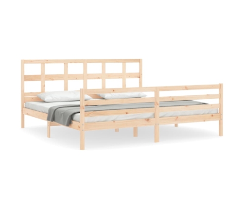 Estructura de cama con cabecero madera maciza 200x200 cm