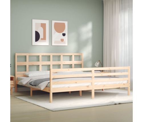 Estructura de cama con cabecero madera maciza 200x200 cm