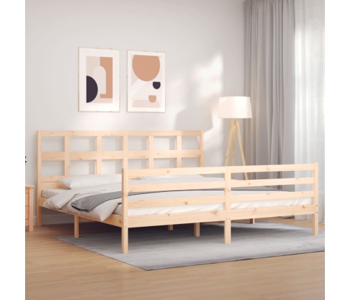 Estructura de cama con cabecero madera maciza 200x200 cm