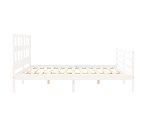 Estructura de cama con cabecero madera maciza blanco 200x200 cm