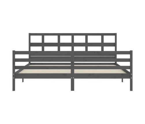 Estructura de cama con cabecero madera maciza gris 200x200 cm