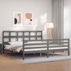 Estructura de cama con cabecero madera maciza gris 200x200 cm